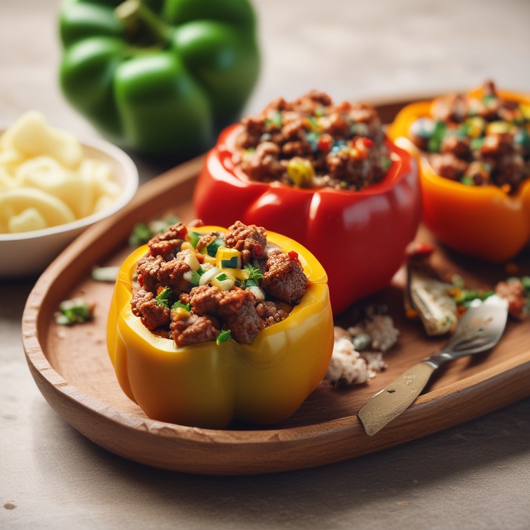 Stuffed Bell Peppers with Savory Ground Beef Filling