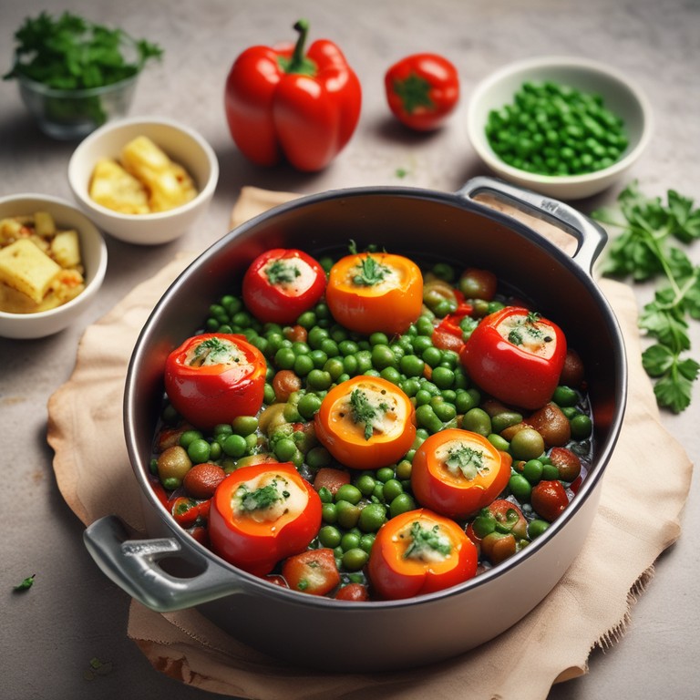 Stuffed Capsicum with Potatoes and Green Peas