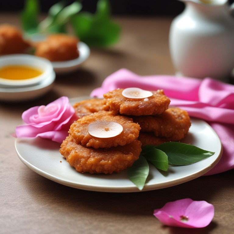 Rose-infused Jaggery Fritters