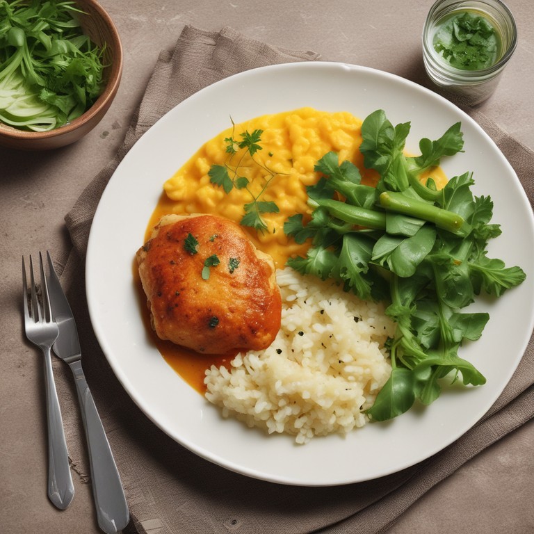Arroz de Frango com Polenta e Molho de Tomate