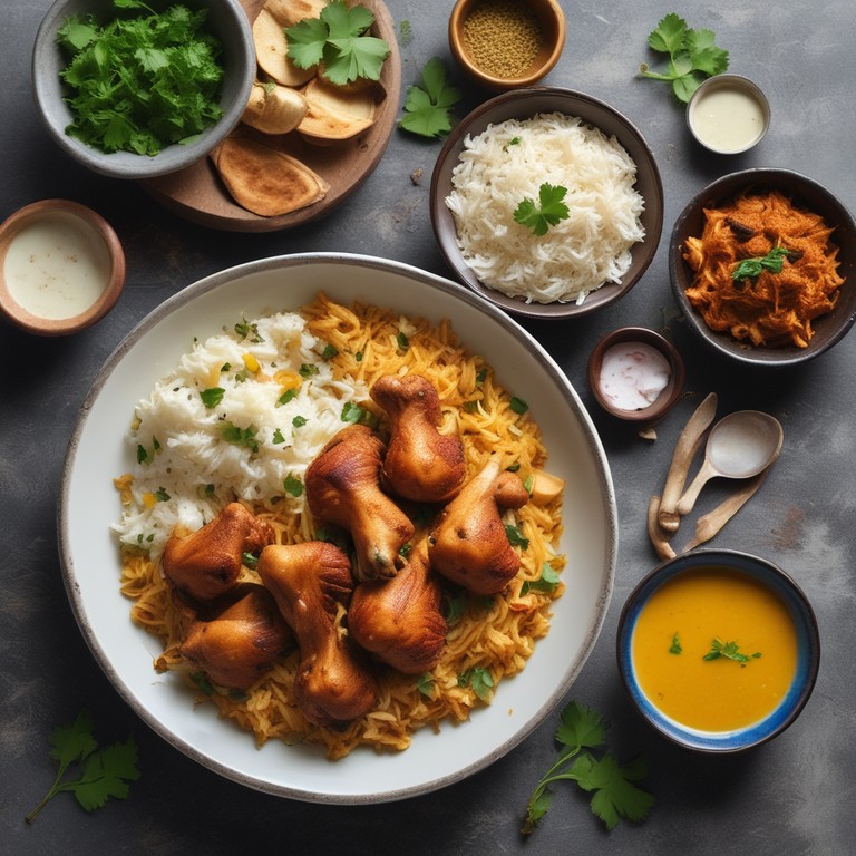 Awadhi Chicken Dum Biryani with Garlic Ginger Raita