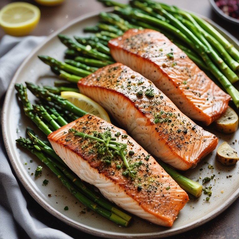 Herb-Crusted Baked Salmon with Lemon Asparagus - Mr. Cook