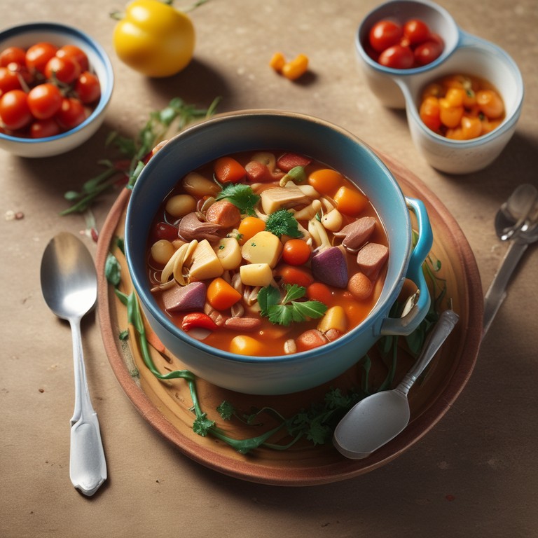Hearty Vegetable Stew with Tomato and Noodles