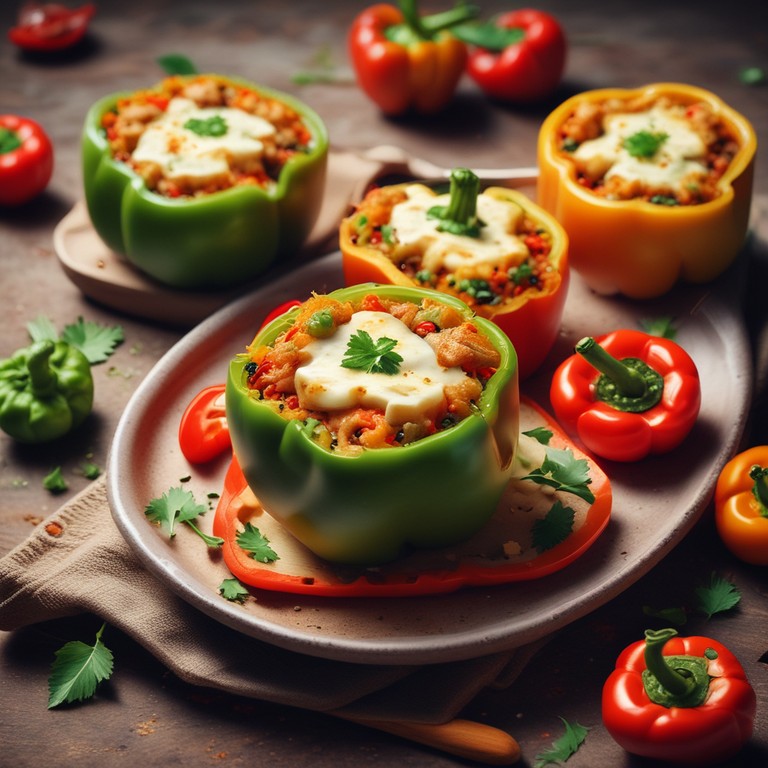 Paneer and Cheese Stuffed Bell Peppers