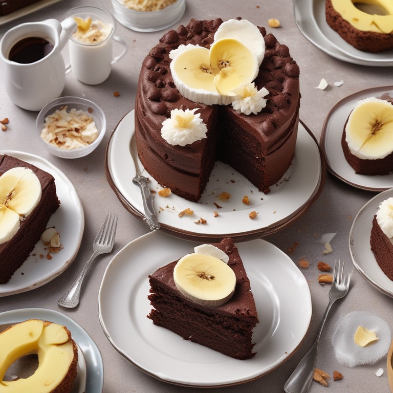 Decadent Chocolate Coconut Banana Almond Cake