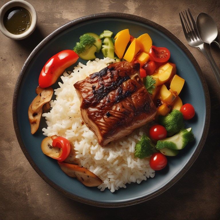 Gebratener Wolfsbarsch mit Teriyaki-Mango-Sauce