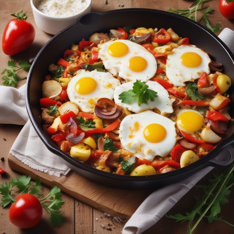 Mouthwatering Egg and Vegetable Skillet with Melted Mozzarella