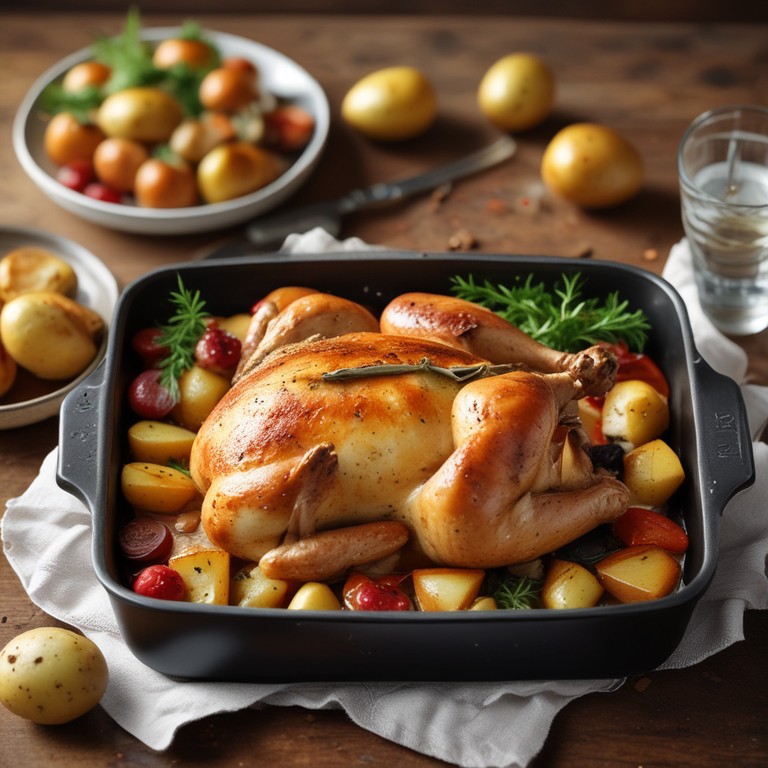 Ovnbagt Kylling med Kartofler