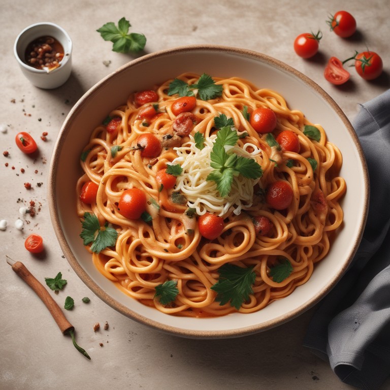 Creamy Tomato Noodles with a Spicy Twist