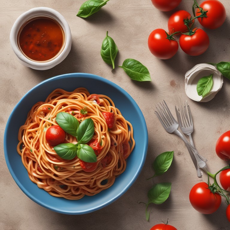Healthy Spaghetti Napolitana with Organic Tomatoes and Cheese