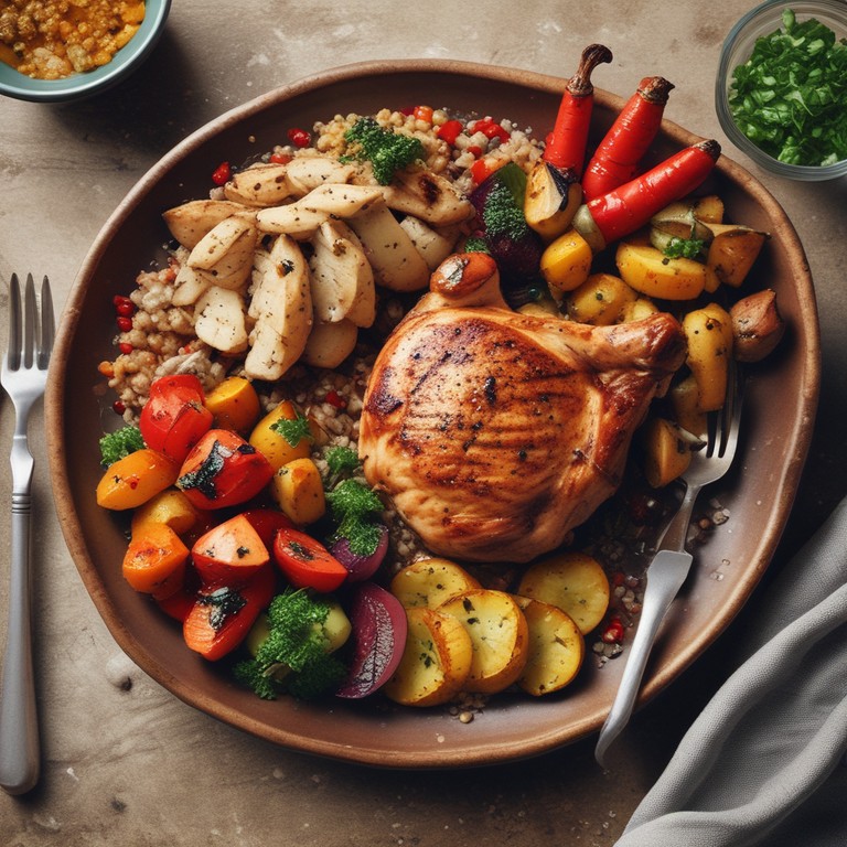 Poulet Grillé aux Légumes Rôtis et Quinoa