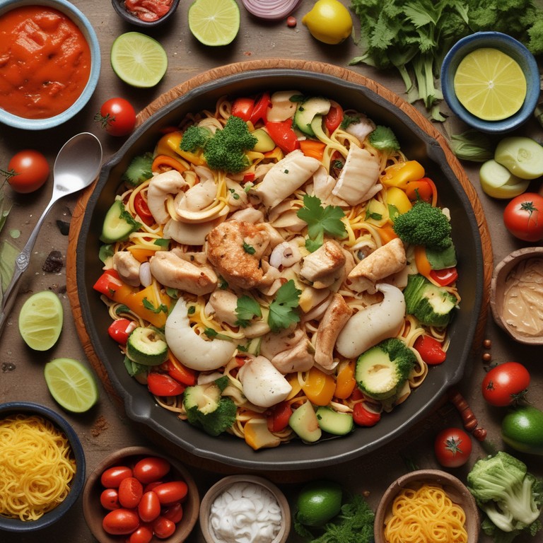 Cuscuz Nordestino com Charque, Frango, Verduras e Macarrão