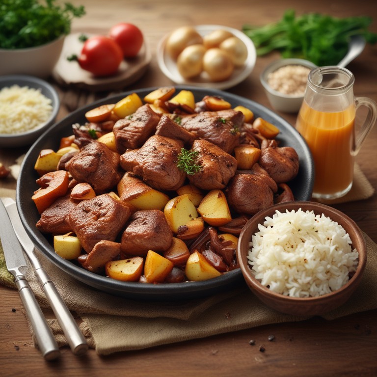 Delicioso Jantar com Carne de Boi, Batata e Frango