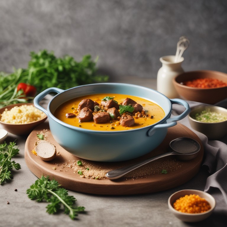 Gemüse-Kokosmilch Curry mit Fleischwurst und Couscous