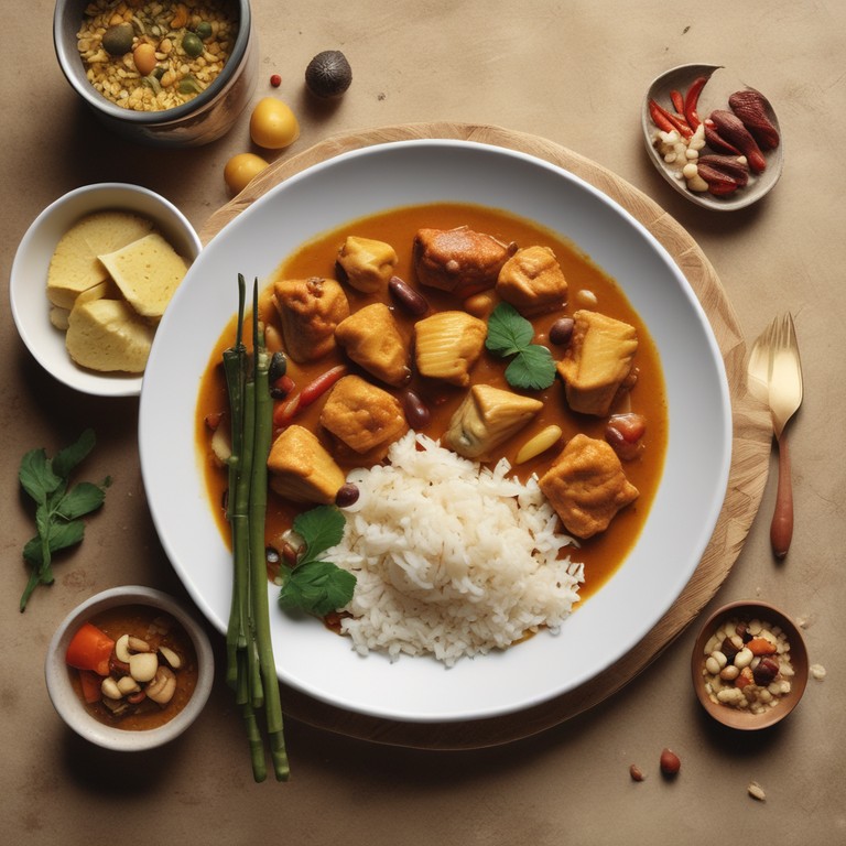 Curry Fisch mit Reis und Nüssen
