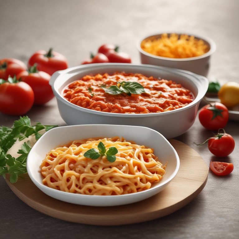 Fideos con Crema de Queso y Vegetales