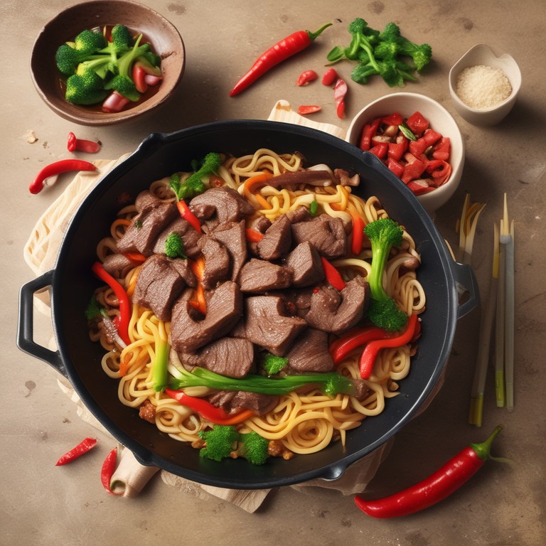 Roerbaknoedels met Biefstuk en Groenten