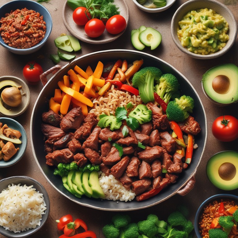 Mince and Avo Stir-Fry with Rice and Mixed Vegetables