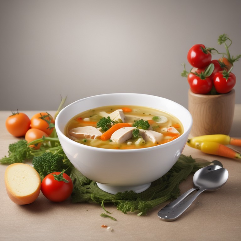 Нежный куриный суп с овощами