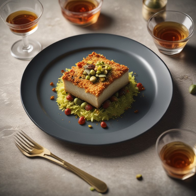 Pistachio-Crusted Rhombus Fillet with Vermouth Sauce