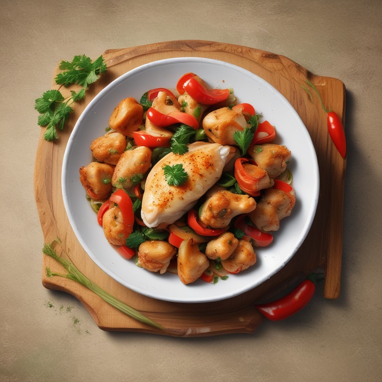 Caigua Frita con Pollo