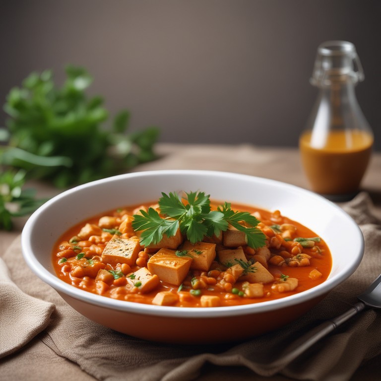 Tofu aux Lentilles Corail et Sauce Tomate