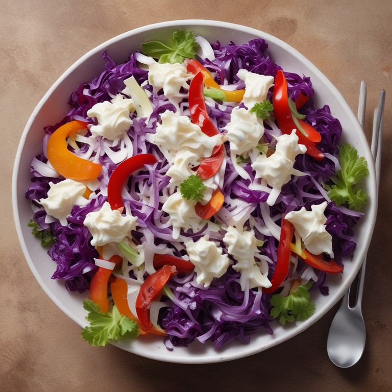 Rainbow Cabbage Salad with Curd Dressing