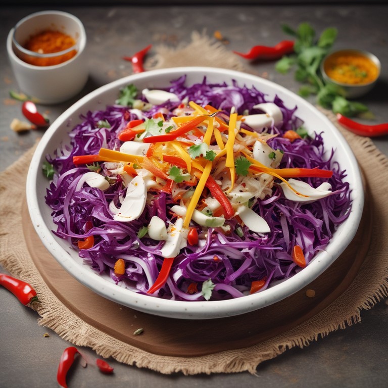 Spiced Rainbow Cabbage Salad with Curd Dressing