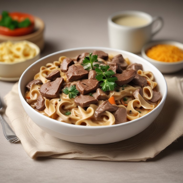 Creamy Beef Stroganoff with Mushrooms and Vegetables