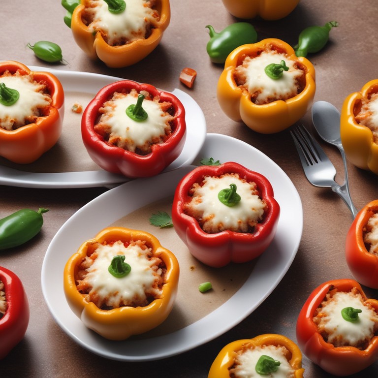 Stuffed Bell Peppers with Cheese and Tomato Sauce
