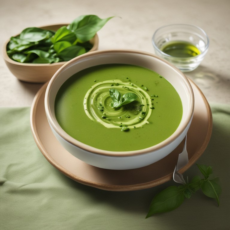 Green Pea Soup with Basil Pesto