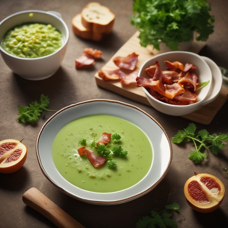 Green Pea Soup with Crispy Bacon