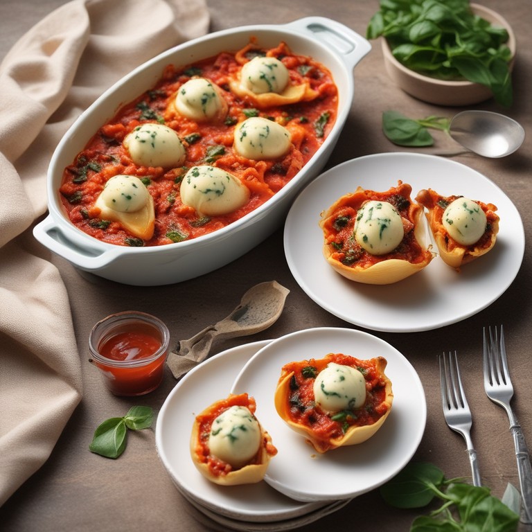 Creamy Spinach and Chicken Stuffed Ricotta Shells