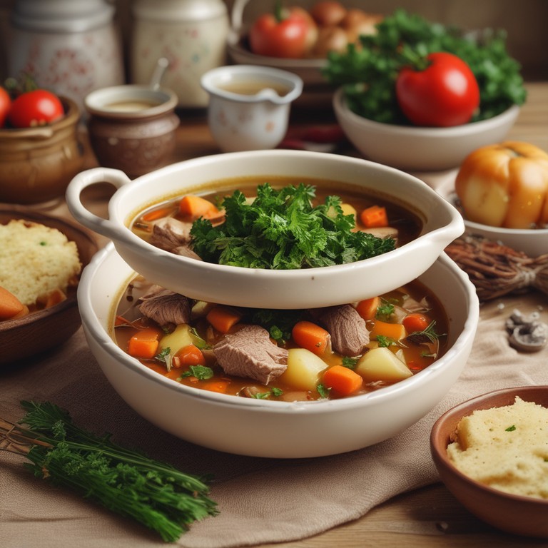 Christmas Cawl with Root Vegetables and Flavorful Broth