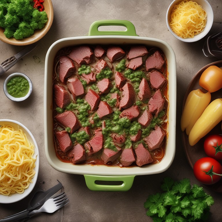 Steak-Pesto-Nudel Auflauf