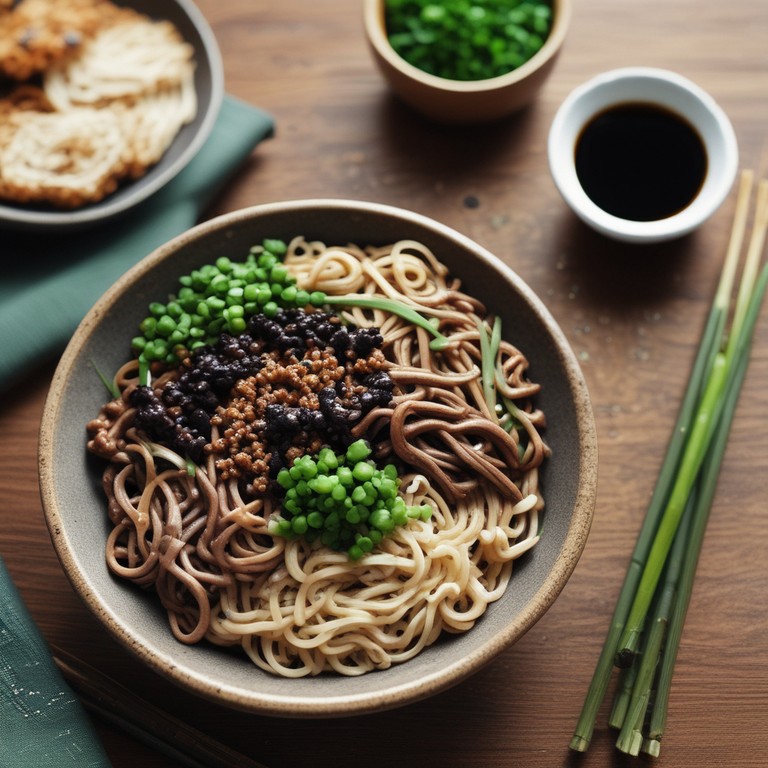 Nouilles soba au sarrasin à la sauce ail noir