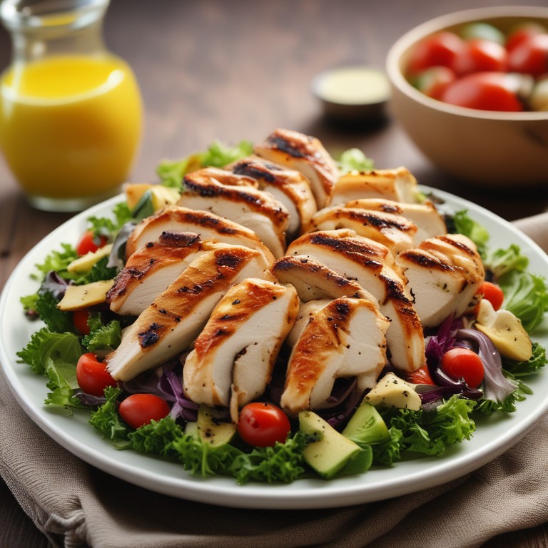 Grilled Chicken and Veggie Salad with Lemon Mustard Dressing