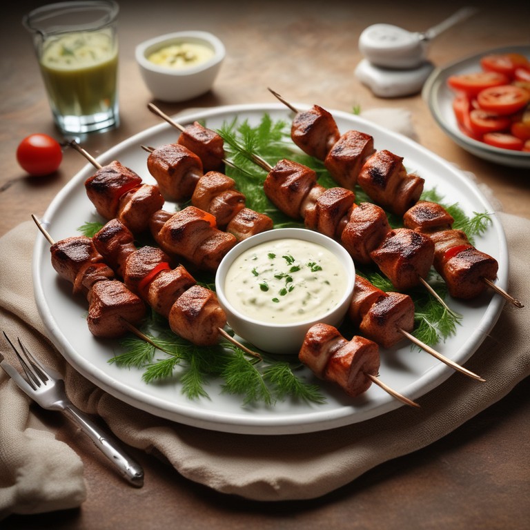 Savory Russian Kebabs with Creamy Dill Sauce