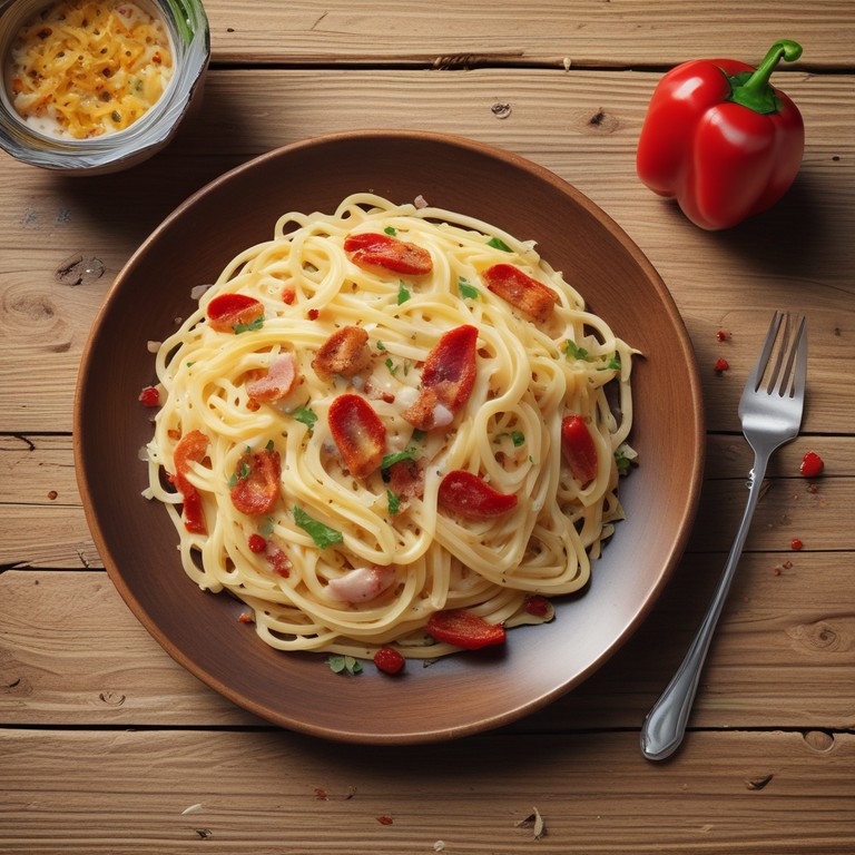 Spaghetti Carbonara aux Poivrons