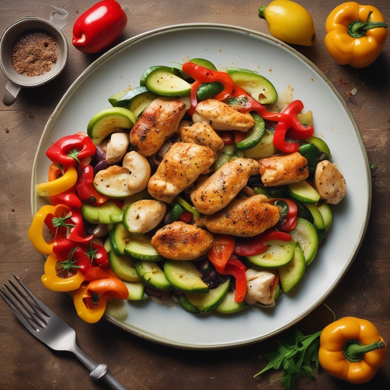 Poulet Courgette Poivrons sautés