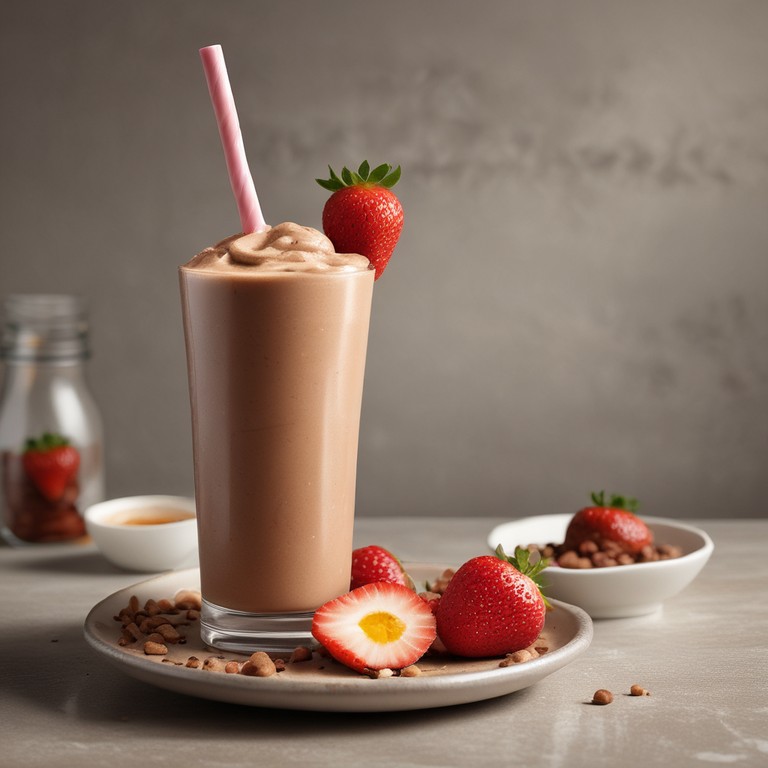 Smoothie de Chocolate com Morango e Pasta de Amendoim