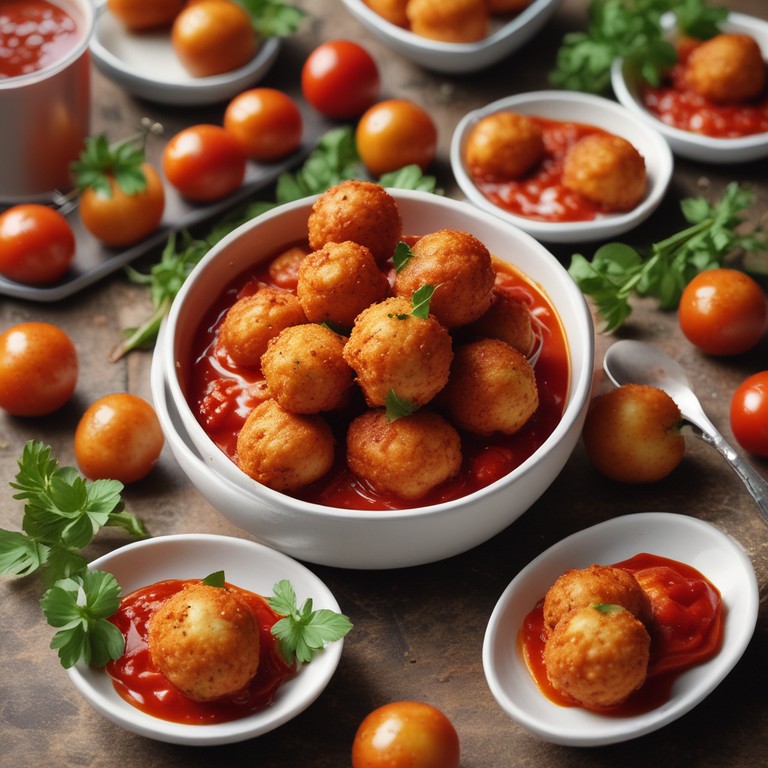 Bolitas de Queso Fritas en Salsa de Tomate