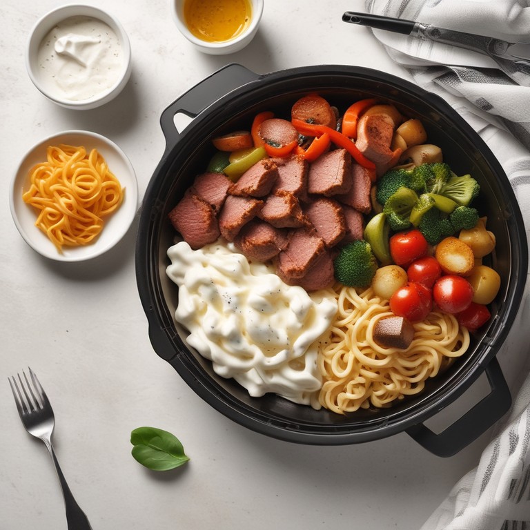 Bowl de Carne Magra con Fideos y Verduras Asadas