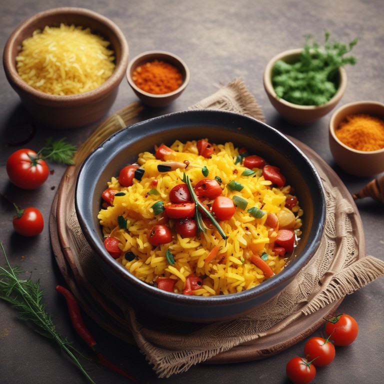 Spicy Tomato Onion Rice with Mixed Pulses