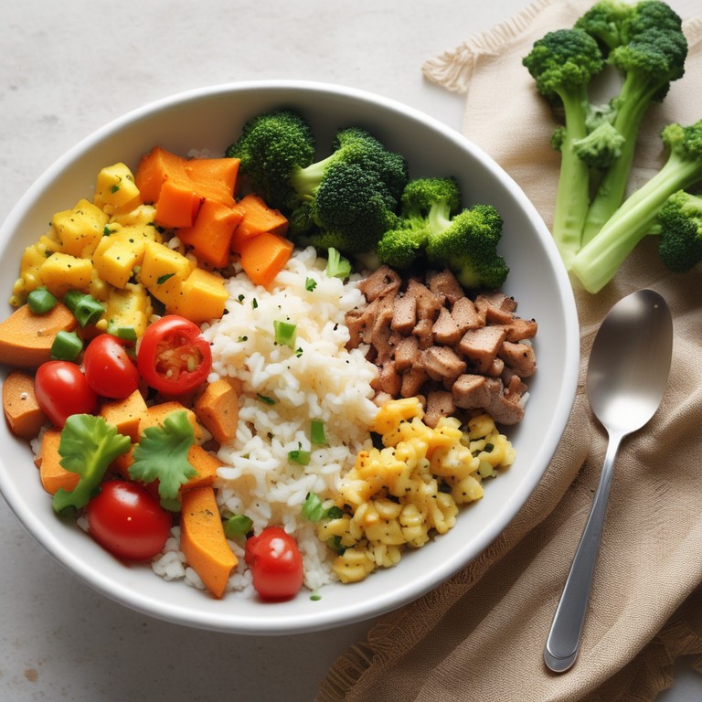 Veggie Rice Bowl with Sweet Potato and Broccoli