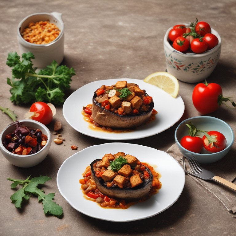Berenjena Rellena al Horno con Tofu Marinado
