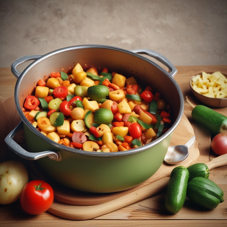 Легкое овощное рагу с макаронами