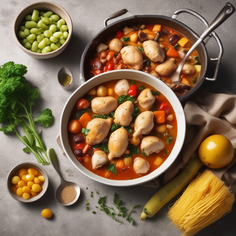 Brazilian Chicken Stew with Tapioca and Pasta