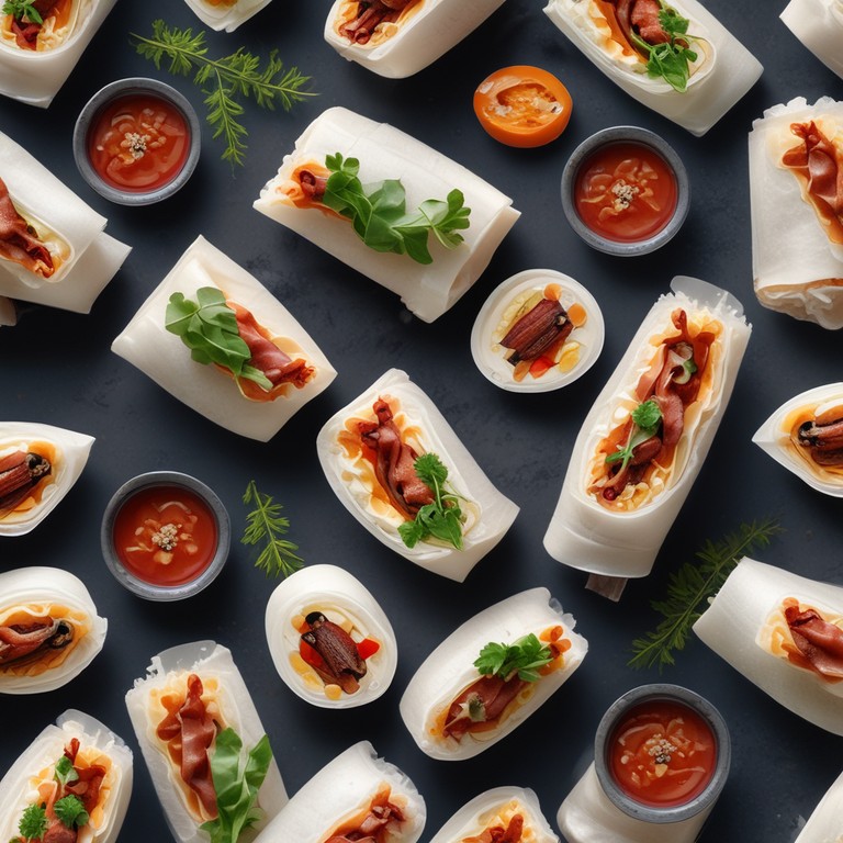 Rollitos de Papel de Arroz con Beicon y Queso de Cabra