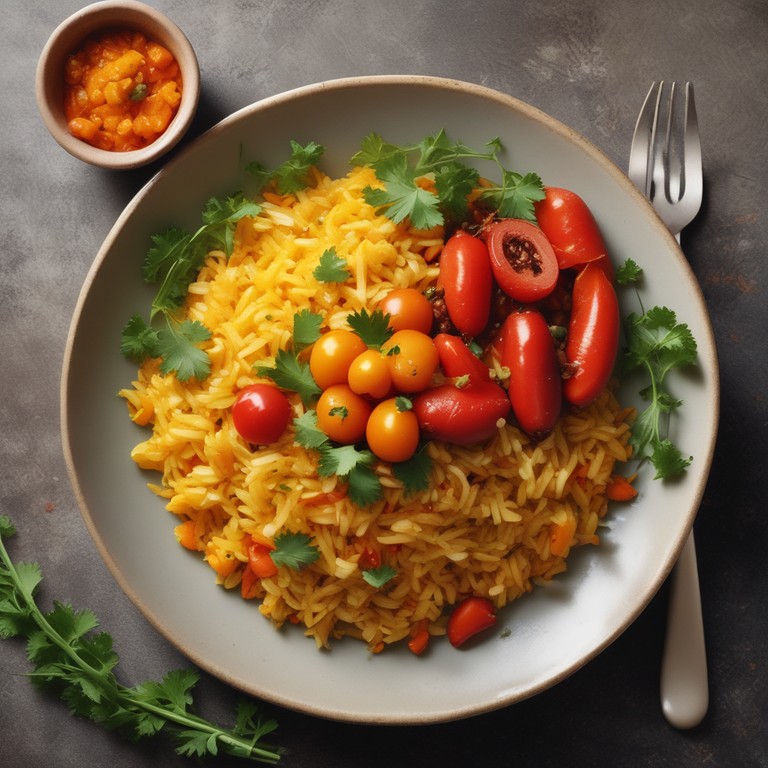 Turmeric Spiced Rice with Roasted Carrots and Tomato Salsa